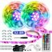 Led Strip Lights 32.8 Feet Outdoor Led Lights Waterproof 600 LEDs Flexible Led Light Strips Color Changing Music Sync RGB Rope Light with Remote Smart Led Lights for Bedroom Home Kitchen