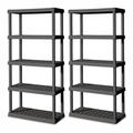 Sterilite 5 Shelf Unit Heavy Duty Easy to Assemble Plastic Storage Unit 2 Pack