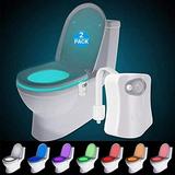 Original Toilet Night Light 2 Pack Motion Sensor Activated LED Lamp Fun 8 Colors Changing Bathroom Nightlight Add on Toilet Bowl Seat Perfect Decorating Gadget Cool Gift for Dad Adults Ki