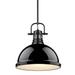 Duncan 1 Light Pendant with Rod in Black with a Black Shade