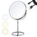 Husfou Makeup Mirror with Lights 1X/10X Magnifying LED Vanity Mirror Chrome 3 Color Dimmable Lighting 360 Degree Make up Mirror