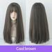 7Jhh Wigs Long Straight Wig for Women Natural Fluffy Black Full Wig Fashion Wig with Bangs High Temperature Synthetic Silk Wig Brown
