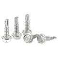 Uxcell #10 x 3/4 410 Stainless Steel Hex Washer Head Self Drilling Screws 50 Pack