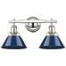 Beaumont Lane 2 Light Steel Vanity Light in Chrome and Navy Blue