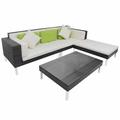 4 Piece Garden Set with Cushions Poly Rattan Black