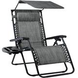 Best Choice Products Folding Zero Gravity Recliner Patio Lounge Chair w/ Canopy Shade Headrest Tray - Gray