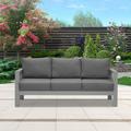 CozyHom 3 Seats Outdoor Patio Aluminum Sofa Furniture Patio Conversation Metal Couch Metal Chair With Cushions Gray