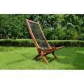 Hommoo Foldable Acacia Wood Outdoor Lounge Chair - Black and Brown