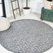 Portmany Neutral Diamond Trellis Dark Gray 5 Round Indoor/Outdoor Area Rug