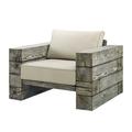 Contemporary Modern Urban Designer Outdoor Patio Balcony Garden Furniture Armchair Lounge Chair Faux Simulate Wood Beige