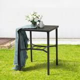 Nuu Garden 28 inch Patio Bar Table with Umbrella Hole Steel Metal Frame Bar Height Bistro Table Outdoor Bar Table for Garden Backyard Patio and Poolside Black