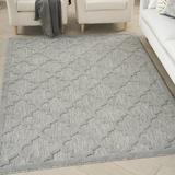 Nourison Easy Care Indoor/Outdoor Silver Grey 6 x 9 Area Rug Moroccan Trellis Bedroom Living Room Backyard Deck Patio Easy Clean Non Shedding