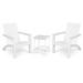 Patiojoy 3PCS Patio Adirondack Chair Side Table Set Solid Wood Garden Deck Bistro Set Classic Furniture Chair Set White