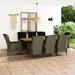 9 Piece Patio Dining Set with Cushions Poly Rattan Brown