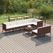 vidaXL 9 Piece Patio Lounge Set with Cushions Poly Rattan Brown