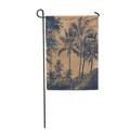 KDAGR Hawaii Tropical Landscape Palms Trees Linocut Tropic Beach Coconut Garden Flag Decorative Flag House Banner 12x18 inch