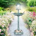 Zimtown Bird Bath Birdbath/Feeder with Solar Light Outdoor Patio Garden Backyard 42