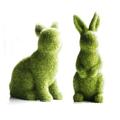 Handmade Cute Imitation Moss Rabbit Resin Flocked Sculpture Easter Animal Statue Garden Ornament