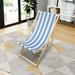 Beach Chair Striped Folding Beach Chair Adjustable Hanging Chair Natural Frame Single Sofa Recliner Suitable for Outdoor Space Beach Garden Swimming Pool (Blue)