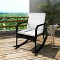 walmeck Outdoor Rocking Chair Black Poly Rattan