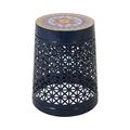 Cristino Outdoor Iron Side Table Dark Blue Multi-Color