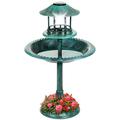 Best Choice Products Solar Outdoor Bird Bath Pedestal Fountain Garden Decoration w/ Fillable Planter Base - Green