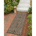 Unique Loom Tsavo Indoor/Outdoor Safari Rug Natural/Ivory 2 x 8 Runner Animal Print Contemporary Perfect For Patio Deck Garage Entryway