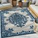 Well Woven Arid 7 10 x 9 10 Indoor/Outdoor High-Low Medallion Blue Area Rug