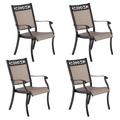 Patio Chairs Set of 4 Outdoor Bistro Dining Chairs with Armrest Cast Aluminum Furniture for Outside