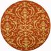 SAFAVIEH Courtyard Dara Damask Indoor/Outdoor Area Rug 7 10 x 7 10 Round Terracotta/Natural