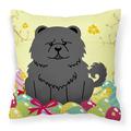 Carolines Treasures BB6143PW1414 Easter Eggs Chow Chow Black Fabric Decorative Pillow