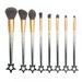 Keimprove 8 Pcs Christmas Makeup Brushes Set Plastic Handle Colorful Star Makeup Brushes Foundation Powder Eye Shadows Blush Makeup Brush Kit Cosmetic Tools