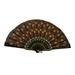 Yesbay Peacock Tail Sequin Pattern Handheld Folding Fan Crafts Wedding Party Home Decor Orange