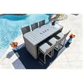 Tuscany 7-Piece Resin Wicker Outdoor Patio Furniture Bar Set with Bar Table and Six Bar Chairs (Half-Round Gray Wicker Polyester Light Gray)