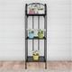 Plant Stand 3-Tier Vertical Shelf Indoor or Outdoor Folding Wrought Iron Metal Home & Garden Display with Staggered Shelves Black