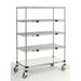 18 Deep x 24 Wide x 69 High 1200 lb Capacity Mobile Unit with 4 Wire Shelves and 1 Solid Shelf
