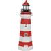 Sunnydaze Solar Striped LED Lighthouse Outdoor Decor - 36 - Red