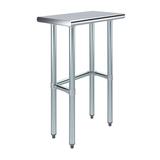 AmGood 24 Long x 14 Deep Stainless Steel Work Table Open Base | Work Station | Metal Work Bench