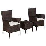 vidaXL Patio Bistro Set Outdoor Furniture Set Wicker Table and Chairs Rattan