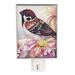 Red and White Bird Against a Floral Background Night Light - By Ganz