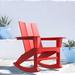 RESINTEAK Modern Adirondack Rocking Chair All Weather Resistant Ergonomic Design and Comfort Big and Tall Porch Rockers for Backyards Fireplace (Red)