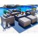 Sorrento 6-Piece M Resin Wicker Outdoor Patio Furniture Lounge Sofa Set in Gray w/ Loveseat Two Armchairs Two Ottomans and Coffee Table (Flat-Weave Gray Wicker Sunbrella Canvas Taupe)