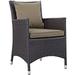 Pemberly Row Patio Dining Arm Chair in Espresso and Mocha