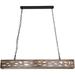 Miumaeov Farmhouse Pendant Light 39 Wood Linear Pendant Light LED Dimmable Hanging Light Fixture Rustic Ceiling Light for Dining Room Bar Kitchen and Farmhouse