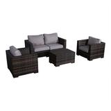 Living Source International 5-Piece Wicker Patio Set w/ Coffee Table - Espresso