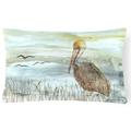 Brown Pelican Watercolor Canvas Fabric Decorative Pillow