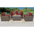 TK Classics Monterey Wicker 5 Piece Patio Conversation Set with Club Chair and 2 Sets of Cushion Covers