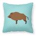 Wild Boar Pig Blue Check Fabric Decorative Pillow