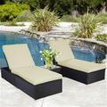 Outdoor Chaise Lounge Chair Patio Furniture Set Wicker Rattan Black - 3 Piece