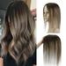 Sunny Hair Piece Topper Extension 12 inch Balayage Medium Brown Mixed Caramel Blonde Real Silk Base for Thinning Hair